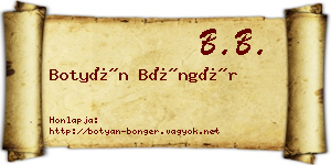 Botyán Böngér névjegykártya